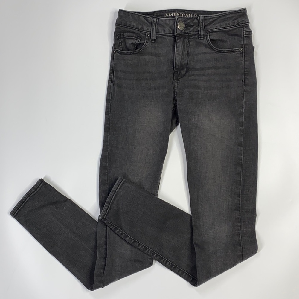 American Eagle Hi-Rise Skinny Super Stretch Black Jeans Size 0